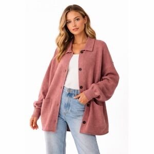 J. Jill Pure Jill Oversized Coatigan Sweater - Mauve Rose